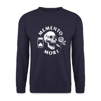 Memento Mori Roses Skeleton Philosophy Thoughts - Unisex Sweatshirt - navy - Front - Alina (178cm) & Michal (187cm)
