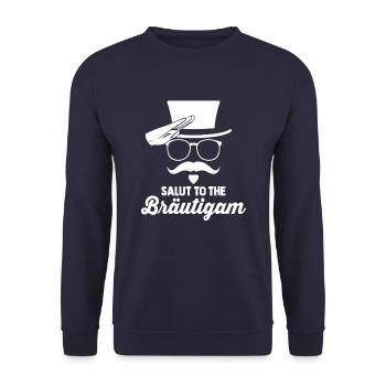 Salut To The Bräutigam Zylinderhut Schnauzer Bart - Unisex Pullover - Navy - Vorne - Alina (178cm) & Michal (187cm)