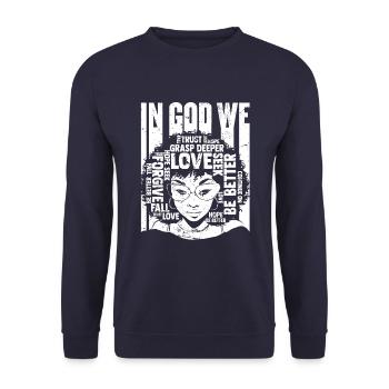Auf Gott Vertrauen Liebe Bewahren Erfassen - Unisex Pullover - Navy - Vorne - Alina (178cm) & Michal (187cm)
