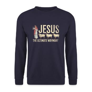 Jesus Der Ultimative Wegbereiter Christentum - Unisex Pullover - Navy - Vorne - Alina (178cm) & Michal (187cm)