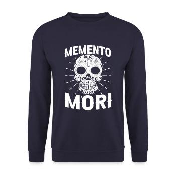 Memento Mori No Mercy Quotes Death Latin - Unisex Sweatshirt - navy - Front - Alina (178cm) & Michal (187cm)