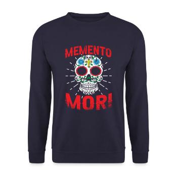Memento Mori No Mercy Quotes Death Latin - Unisex Sweatshirt - navy - Front - Alina (178cm) & Michal (187cm)