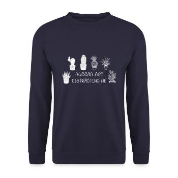 Sukkulenten Lenken Mich Ab Pflanze Hobby Botanisch - Unisex Pullover - Navy - Vorne - Alina (178cm) & Michal (187cm)