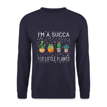I M A Succa Für Kleine Pflanzen Botanical Plant - Unisex Pullover - Navy - Vorne - Alina (178cm) & Michal (187cm)