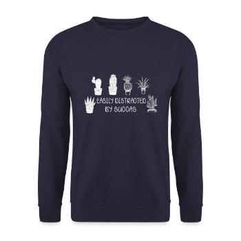 Leicht Ablenkbar Durch Sukkulenten Grüne Pflanze - Unisex Pullover - Navy - Vorne - Alina (178cm) & Michal (187cm)