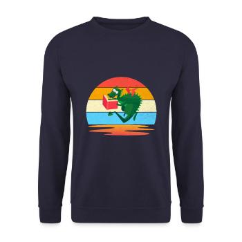 Bookworm Dragon Books The I Love To Read - Unisex Sweatshirt - navy - Front - Alina (178cm) & Michal (187cm)