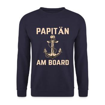Papitän Am Board Ship Anchor High Seas Nature Father - Unisex Sweatshirt - navy - Front - Alina (178cm) & Michal (187cm)