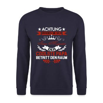 Achtung Erheben Sie Sich Seine Majestät Der Papa - Unisex Pullover - Navy - Vorne - Alina (178cm) & Michal (187cm)