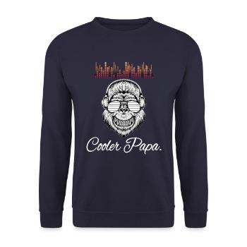 Cool Papa Sound Friend Techno Headphone Monkey - Unisex Sweatshirt - navy - Front - Alina (178cm) & Michal (187cm)