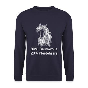80% Baumwolle 20% Pferdehaare Mädchen Pony Stall - Unisex Pullover - Navy - Vorne - Alina (178cm) & Michal (187cm)
