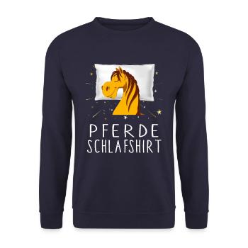 Pferde Schlafshirt Traum Mädchen Pony Reiter Stall - Unisex Pullover - Navy - Vorne - Alina (178cm) & Michal (187cm)