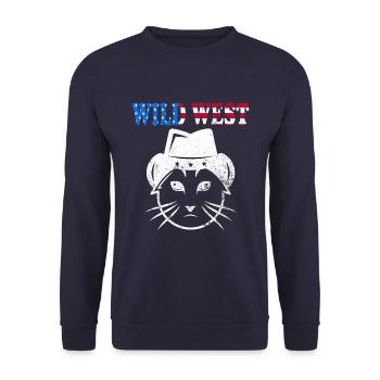 Wild West Cowboy Western Texas Rodeo Meow - Unisex Sweatshirt - navy - Front - Alina (178cm) & Michal (187cm)