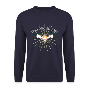 Pew Pew Mode espion sur enregistreur caché - Sweat-shirt Unisexe - marine - Devant - Alina (178cm) & Michal (187cm)