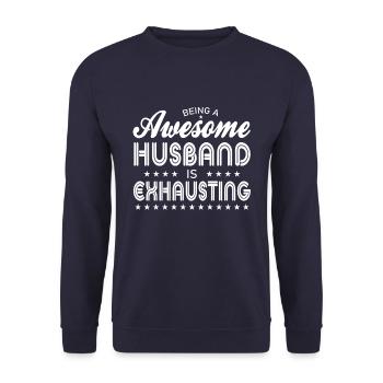 Ein Toller Ehemann Zu Sein Ist Anstrengend - Unisex Pullover - Navy - Vorne - Alina (178cm) & Michal (187cm)