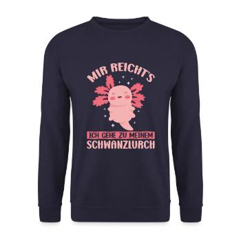 Axolotl Anime Cute Pink Kawaii Animal - Unisex Sweatshirt - navy - Front - Alina (178cm) & Michal (187cm)