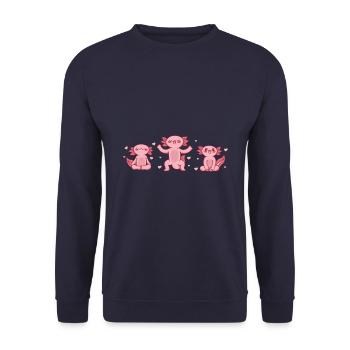 Axolotl Anime Cute Love Hearts Kawaii Animal - Unisex Sweatshirt - navy - Front - Alina (178cm) & Michal (187cm)