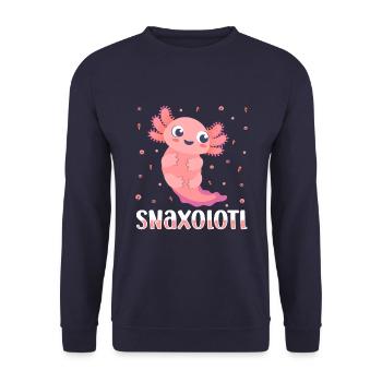 Axolotl Cute Salamander Kawaii Snaxolotl - Unisex Sweatshirt - navy - Front - Alina (178cm) & Michal (187cm)