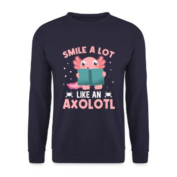 Doux sourire comme un axolotl - Sweat-shirt Unisexe - marine - Devant - Alina (178cm) & Michal (187cm)