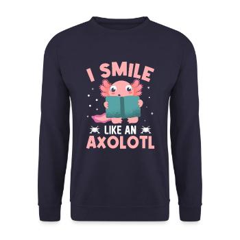 Fantastisch Ich Lächle Wie Ein Axolotl - Unisex Pullover - Navy - Vorne - Alina (178cm) & Michal (187cm)