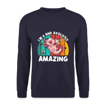 I'm 6 and Axolotly Amazing Drinking Beer - Unisex Sweatshirt - navy - Front - Alina (178cm) & Michal (187cm)