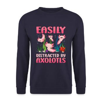 Facilement distrait par les axolotls sont mes - Sweat-shirt Unisexe - marine - Devant - Alina (178cm) & Michal (187cm)