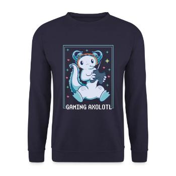 Facilement distrait par les jeux axolotls sont mes - Sweat-shirt Unisexe - marine - Devant - Alina (178cm) & Michal (187cm)