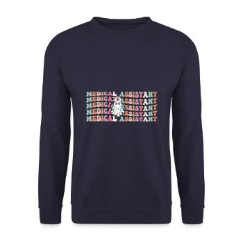 Medizinischer Assistent Spooky Ghost Wiederholung - Unisex Pullover - Navy - Vorne - Alina (178cm) & Michal (187cm)