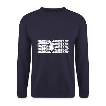 Medizinischer Assistent Spooky Ghost Repeat - Unisex Pullover - Navy - Vorne - Alina (178cm) & Michal (187cm)