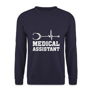 Medical Assistant Heartbeat Stethoscope - Unisex Sweatshirt - navy - Front - Alina (178cm) & Michal (187cm)