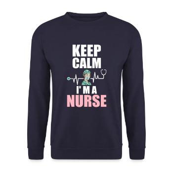 Keep Calm I' M A Nurse Heartbeat Doctor Health - Unisex Pullover - Navy - Vorne - Alina (178cm) & Michal (187cm)