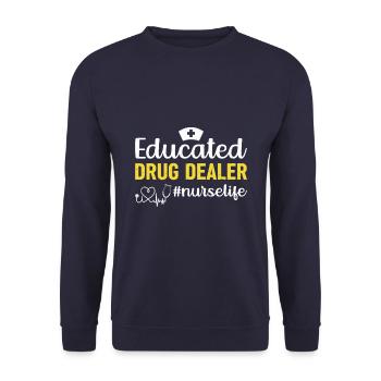 Educated drug dealer Nursing Life Coaching - Unisex Sweatshirt - navy - Front - Alina (178cm) & Michal (187cm)