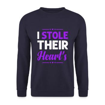 Ich Habe Ihr Herz Gestohlen Adoptionstag - Unisex Pullover - Navy - Vorne - Alina (178cm) & Michal (187cm)