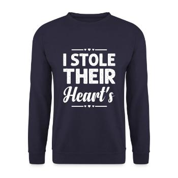 I Have Her Heart Adoption Day Care Hearts - Unisex Sweatshirt - navy - Front - Alina (178cm) & Michal (187cm)