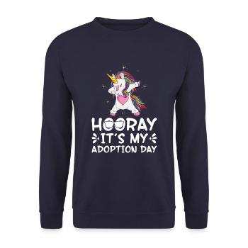Heute Ist Mein Adoptionstag Die Leute - Unisex Pullover - Navy - Vorne - Alina (178cm) & Michal (187cm)