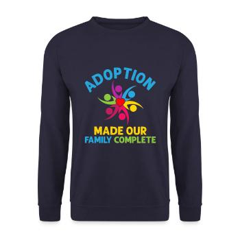 The adoption has completed our family and - Unisex Sweatshirt - navy - Front - Alina (178cm) & Michal (187cm)