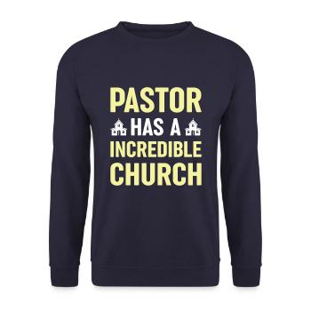 Pastor has an incredible church Christ - Unisex Sweatshirt - navy - Front - Alina (178cm) & Michal (187cm)
