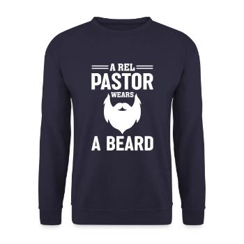 A real pastor wears a beard Christian Jesus - Unisex Sweatshirt - navy - Front - Alina (178cm) & Michal (187cm)