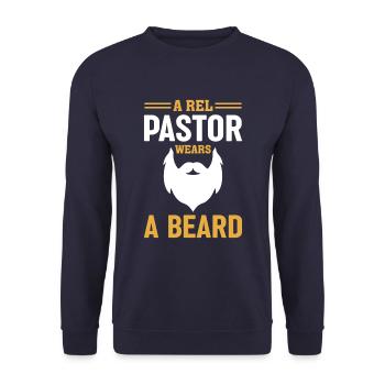 A real pastor wears a beard of Christian - Unisex Sweatshirt - navy - Front - Alina (178cm) & Michal (187cm)
