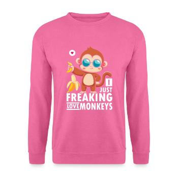 Ich Liebe Affen Und Bananen Mit Sungla - Unisex Pullover - Pink - Vorne