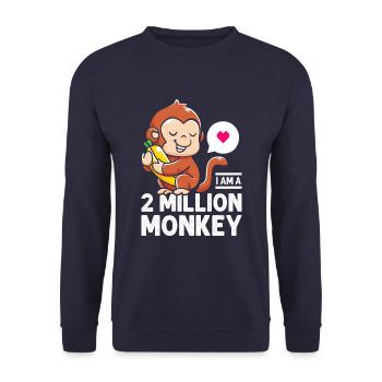 I'm a 2 million monkey banana warm heart - Unisex Sweatshirt - navy - Front - Alina (178cm) & Michal (187cm)