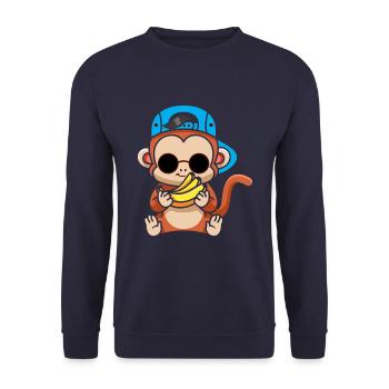 Just Freaking Love Monkeys And Bananas - Unisex Sweatshirt - navy - Front - Alina (178cm) & Michal (187cm)
