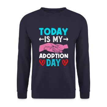 Aujourd’hui, c’est mon jour d’adoption Journée de sauvetage pour un - Sweat-shirt Unisexe - marine - Devant - Alina (178cm) & Michal (187cm)