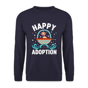 Happy Adoption Day Dog Adoption Puppy - Unisex Sweatshirt - navy - Front - Alina (178cm) & Michal (187cm)