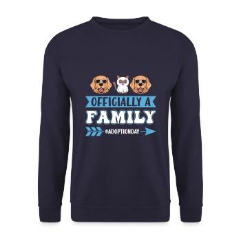 Offiziell Eine Familie Adoptionstag Hund Katze - Unisex Pullover - Navy - Vorne - Alina (178cm) & Michal (187cm)