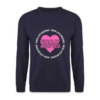 Une nouvelle vie commence enfin pas d’adopté - Sweat-shirt Unisexe - marine - Devant - Alina (178cm) & Michal (187cm)