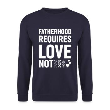 Vaterschaft Erfordert Liebe, Nicht Genetische - Unisex Pullover - Navy - Vorne - Alina (178cm) & Michal (187cm)