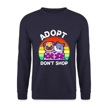 Adopter Ne pas acheter des trucs Adopter Cat Dog - Sweat-shirt Unisexe - marine - Devant - Alina (178cm) & Michal (187cm)