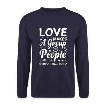 Love leaves a group of people - Unisex Sweatshirt - navy - Front - Alina (178cm) & Michal (187cm)