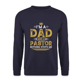 I am a father and a pastor nothing keeps me - Unisex Sweatshirt - navy - Front - Alina (178cm) & Michal (187cm)