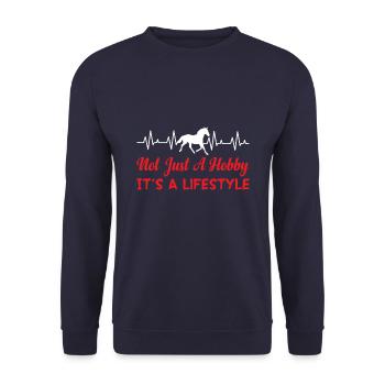 Nicht Nur Ein Hobby, Sondern Ein Lebensstil - Unisex Pullover - Navy - Vorne - Alina (178cm) & Michal (187cm)